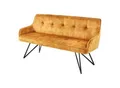 riess-ambiente Sitzbank EUPHORIA - 160cm senfgelb Samt Retrostil Ziersteppung Hairpin Legs Metallbeine Armlehnen