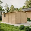 Timbela - Holzgarage 15 M2 − H222xl516xb324 Cm − Plattenkonstruktion Aus Naturholz − Auto- Und Geräteschuppen − M101