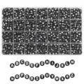 MiuCo 1850 Stück Schwarz Buchstabenperlen für Armbände, Rund Buchstabenperlen zum Auffädeln,Letter Beads A bis Z, Bastelset Perlenset für Armbänder Schmuck Basteln DIY Herstellung