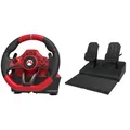 Hori Lenkrad Switch Mario Kart Racing Wheel Pro Deluxe mit Pedal Gaming-Lenkrad (Set, programmierbare Tasten) rot|schwarz
