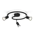 Philips Limbali 3-er Deckenspots (50 W), kreisförmige Deckenleuchte mit drei flexiblen Spots, GU10 Leuchte ohne Leuchtmittel, schwarz
