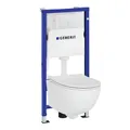 GEBERIT Duofix Basic Vorwandelement + Wand-WC Dalia Becken Weiß Spülrandlos + Bedienplatte Delta 25 für Doppelspülung