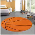 Carpetia Kinderteppich Runder Basketball-Teppich Sportliches Design in Orange Schwarz, rund orange 160 cm x 160 cm
