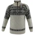 HomeOfSocks Norwegerpullover Hochwertige Norweger Pullover klassisches Design 100% Wolle Rollkragenpullover Reißver Fleecekragen beige|weiß M