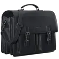 STILORD Anton Aktentasche Leder XL Schwarz Vintage Lehrertasche Laptopfach 15,6 Zoll große Ledertasche zum Umhängen Trolley aufsteckbar