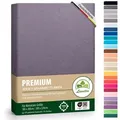 leevitex® Spannbettlaken Premium Spannbettlaken Elasthan, Gummizug: rundum, blickdicht, Anti-Pilling, 97% Baumwolle, 3% Elasthan, 40 cm Steg grau 180 - 200 cm x 200 - 220 cm