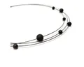 Edelschmiede925 Collier Collier Stahlseil 3 reihig mit Carbon Kugeln schwarz 45 cm