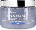 PraNaturals Körperpeeling mit Salz aus dem Toten Meer 500g - Feuchtigkeitsspendend & pflegend, Natürlichen Ölen & Mineralstoffen, keine Parabene, vegan, frei von Tierversuchen (Lila)