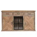 Sideboard Vitrine CHATEAU 150cm massiv rustikal Industrial Anrichte Kommode
