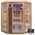 Dewello® Infrarotkabine Infrarotsauna MONTREAL 140cm x 140cm inkl. 6 Vollspektrumstrahler, 3 Karbonstrahler, Farblicht