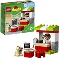LEGO 10927 DUPLO Pizza-Stand, Spielzeug für Kleinkinder ab 2 Jahre, Konstruktionsspielzeug aus großen Bausteinen mit Pizza und Hundefigur