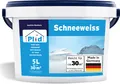 Plid Wandfarbe Schneeweiß 5L – für ca. 30m² / Innenfarbe Weiß mit hoher Deckkraft – matte Dispersionsfarbe, spritz- & geruchsarm