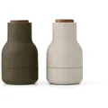 Audo - Bottle Grinder Mühle Small, H 11.5 cm, Walnuss / hunting green / beige (2er-Set)