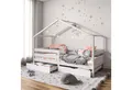IDIMEX Hausbett ENA, Hausbett Montessori 90 x 200 Bett Rausfallschutz Kiefer Schubladen Kin