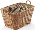 Kobolo Kaminholzkorb Weidenkorb Holzkorb aus gekochter Weide mit Leinenfutter