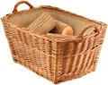 Holzkorb Kaminholzkorb Kaminholztrage eckig gekochte Weide Leinen - 56x36x36 cm