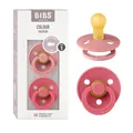 BIBS Colour Schnuller 2er-Pack, BPA-frei, Kirschform Nippel. Naturkautschuk/Latex, Hergestellt in Dänemark, Größe 1 (0-6 Monate), Dusty Pink/Cora