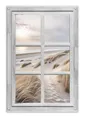 artissimo Garten-Poster 60x90cm PE6736-GP wetterfestes Outdoor-Poster, Strand Dünen Gartenbild im Fensterblick-Design, maritime Wanddeko für draußen