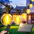 Solar Garten Lichterkette Außen 50FT - 15m Solar Aussen Beleuchtung Balkon Garten Glühbirnen Pavillon Lichterketten Lights Party Terrasse Draußen Birnen Terrassen Aussenlichterkette Gartenbeleuchtung