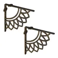 Relaxdays Regalträger, 2er Set, Gusseisen, Mandala-Motiv, antikes Design, Winkel für Regalbretter, Regalhalter, Bronze