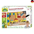 Lena 65828 Hammerspiel, Nagelspiel mit 64 bunten 8 Baustellen Teilen,