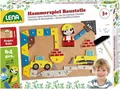Lena 65828 Hammerspiel, Nagelspiel mit 64 bunten 8 Baustellen Teilen, Korkplatte