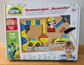 Lena 65828 Hammerspiel, Nagelspiel mit 64 bunten 5 Baustellen Teilen, Korkplatte