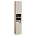 Hochschrank 2 Türen 2 Ablageflächen Viking Eiche Dekor Sandfarben 34 x 190 cm