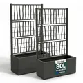 2 x Kreher® XL Rankgitter, Spalier mit Pflanzkasten aus robustem Kunststoff. Maße BxTxH in cm: 80 x 36 x 140 cm. Top für Garten, Terrasse und Balkon! (Anthrazit)