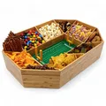 40YARDS American Football Snack Stadium aus Bambus Holz + Filz-Spielfeld (weich) mit Markierungen & 2x gelbe Field Goals | Größe: 50 x 36 cm | AUFGEBAUT | Football Snack Stadion | Couchbar