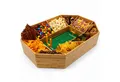 40YARDS Servierschale American Football Snack Stadium aus Bambus Holz + Filz-Spielfeld, Bambus Holz, (12-tlg), Filz-Spielfeld mit Markierungen & 2x Field Goals, Größe: 50 x 36 cm