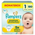Pampers Premium Protection New Baby Gr.1 Newborn 2-5kg Windeln, 180 Stück, Monatsbox