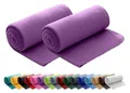 wometo 2er Set Polar Fleecedecke oekoTex 130x160 ca. 400g mit Anti-Pilling und Kettelrand lila violett