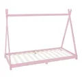 ML-DESIGN Spielbett Hausbett Tipi Zeltbett inkl. Lattenrost Bodenbett Kinder Himmelbett, Abenteuerbett zum Spielen Zelt Kinderbett Kiefer Bettenhaus Bett Rosa