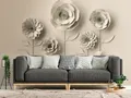 Fototapete Florale Kunst Beige – 1-teilig (3,71m x 2,80m)