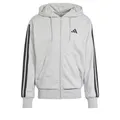 adidas Men's Essential Three Stripes French Terry Fullzip Hoodie, Medium Grey Heather/Black, S