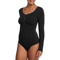 cfab (creamy fabrics) Miederbody Bodysuit Sculpting Shapewear Longsleeve mit Slip-Schwarz-S (1-tlg) Figurformend schwarz S