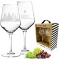 2er Set Weinglas Köln in Geschenkbox | Hochwertiger Siebdruck im eleganten Ätzweiß, detaillierter als Gravur | Geschenkidee | GERMANY
