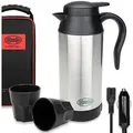 HEYNER® Reisewasserkocher 12V Auto elektr. Wasserkocher Reise Edelstahl Elektrisch Warmhaltefunktion ml Heizbecher I Auslaufsicher Tragbar I inkl.... - Silber/Schwarz