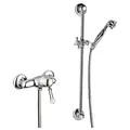 Luxus Aufputz-Einhebelbrausebatterie mit Swarovski Kristallglas Silber - Badezimmer Brauseset mit Brausestange