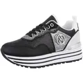 Ital-Design Damen Low-Top Freizeit Sneaker (86188183) Keilabsatz/Wedge Sneakers Low in Schwarz schwarz|silberfarben 39 EU