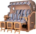 Strandkorb - bene living - Ammersee Grande XXL Teak Bullauge - PE grau - Modell 580 - 3-Sitzer inkl. Liftersystem