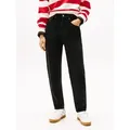 Tommy Jeans Mom-Jeans High waist - Mom-Jeans Tapered mit Logo-Badge, Logostickerei schwarz 32