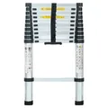 Eaxus® Teleskopleiter 3,2 m | DIN EN 131 | Aluminium Mehrzweckleiter | Ausziehbar mit 11 Stufen | Silber