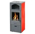 Plamen Kaminofen Plamen Laguna Kaminofen rot 8 kW mit Herdplatte – Holzofen aus Guss