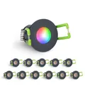LongLife LED 12er Set Einbaustrahler Mini 3W RGBW anthrazit RAL 7016 IP65 Dimmbare Strahler für Terrassenüberdachung, Carports, Dachüberständen
