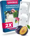 Bio Pflaumenwicklerfalle Pheromonfalle [2 Stück] für gesunde und wurmfreie Pflaumen - Attraktive Pflaumenmadenfalle sichert die Pflaumenbaum Ernte - Insektizidfrei & unauffällig für Plantagen