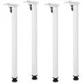 Relaxdays 4Xtischbeine, Weiß, Metall, rund, 10x71x14 cm, Esszimmer, Tische, Esstische, Tischsysteme