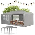 Partyzelt – Gartenpavillon Mit Dach & Seitenwänden – Gartenzelt Mit 18 M2 Grundfläche – Sonnenschutz Für Outdoor 3x6 M In Grau - Juskys