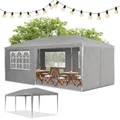 Partyzelt Pavillon Gartenzelt Gartenpavillon Festzelt Gazebo 3x6 m grau B-WARE
